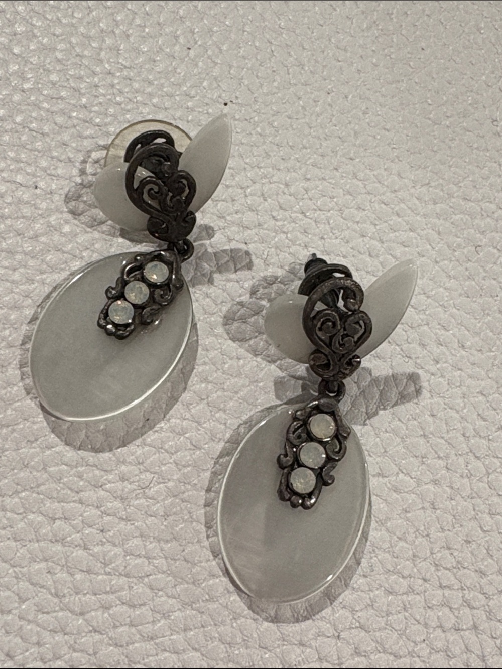 Elegant White Acrylic Drop Pierced Earrings –Lightweight